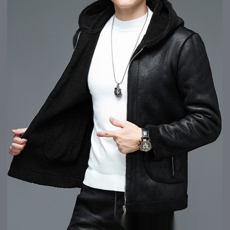 Double-sided Fleece Men's Lambswool Wool Coat Jacket