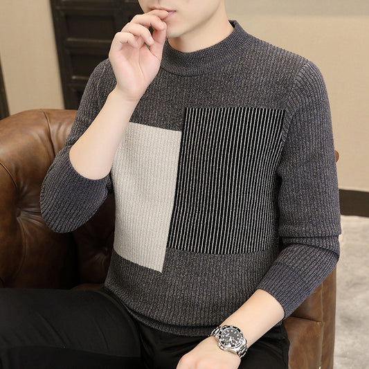 Autumn And Winter Thickened Warm Knitted Bottoming Sweater Men