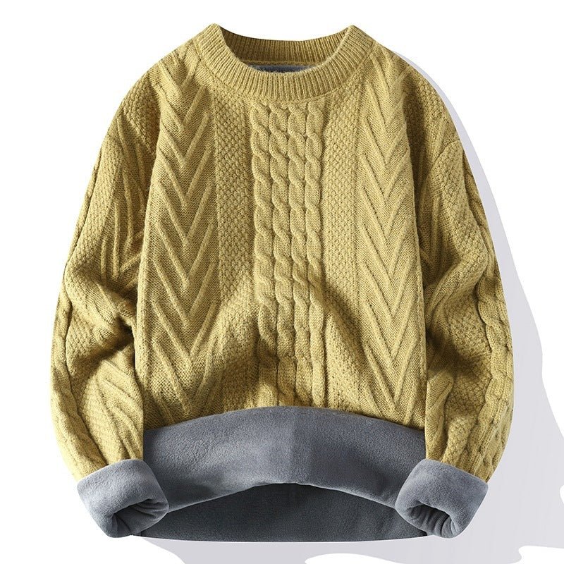 European And American Multicolor Cable-knit Sweater