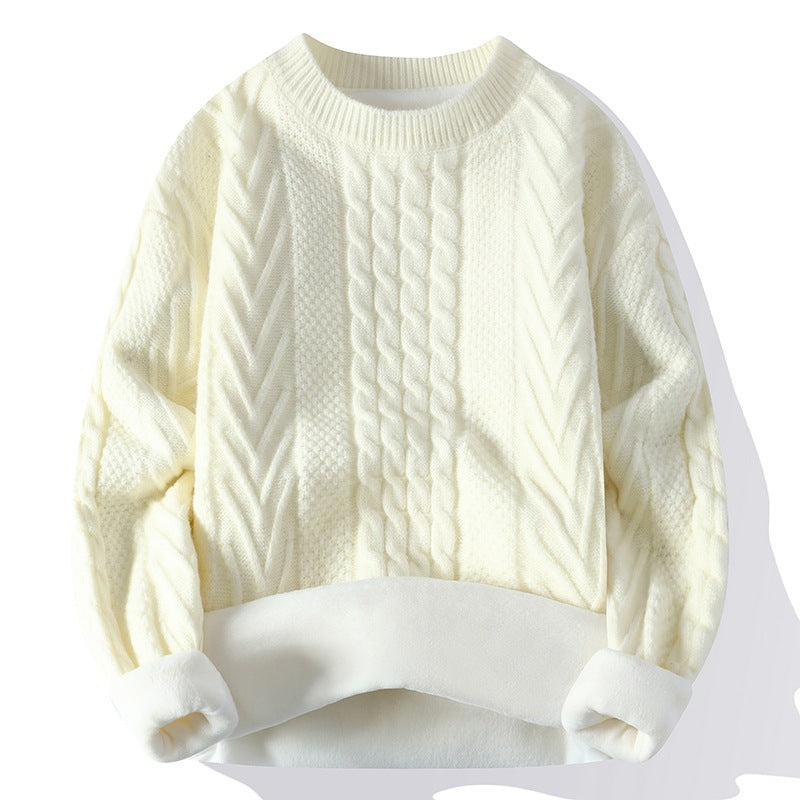 European And American Multicolor Cable-knit Sweater