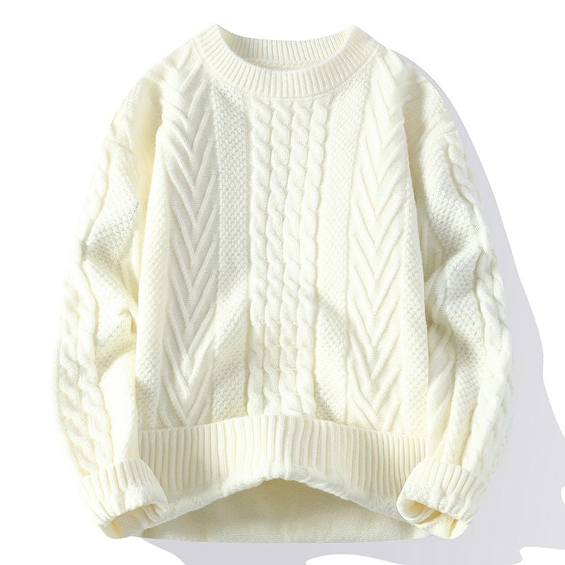 European And American Multicolor Cable-knit Sweater