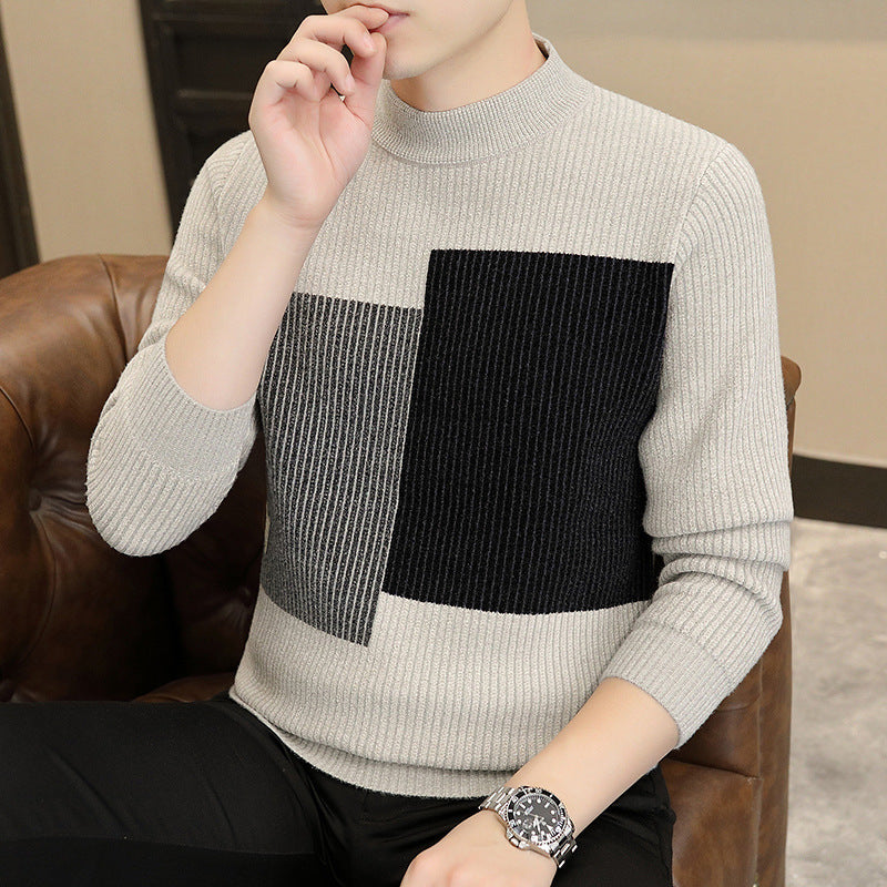 Autumn And Winter Thickened Warm Knitted Bottoming Sweater Men